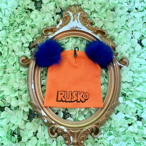 Orange Beanie, Blue ears